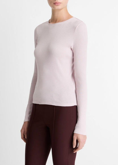 Ribbed Pima Cotton Long-Sleeve T-Shirt in Long Sleeve | VINCE Women