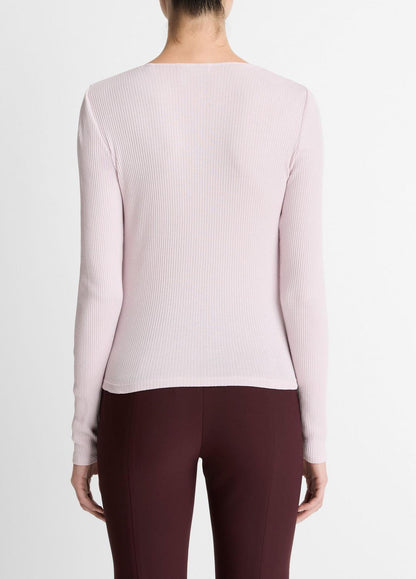 Ribbed Pima Cotton Long-Sleeve T-Shirt in Long Sleeve | VINCE Women