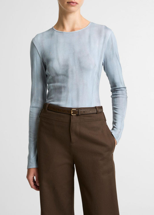 Washed Ombré Pima Cotton-Blend Long-Sleeve T-Shirt in Long Sleeve | VINCE Women