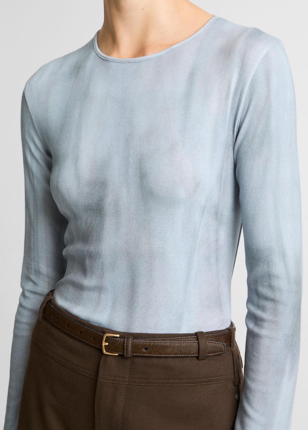 Washed Ombré Pima Cotton-Blend Long-Sleeve T-Shirt in Long Sleeve | VINCE Women