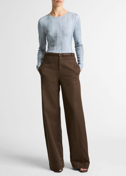 Washed Ombré Pima Cotton-Blend Long-Sleeve T-Shirt in Long Sleeve | VINCE Women