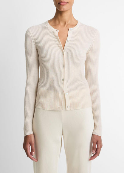 Ribbed Cashmere-Silk Cardigan in Cardigans | VINCE Women