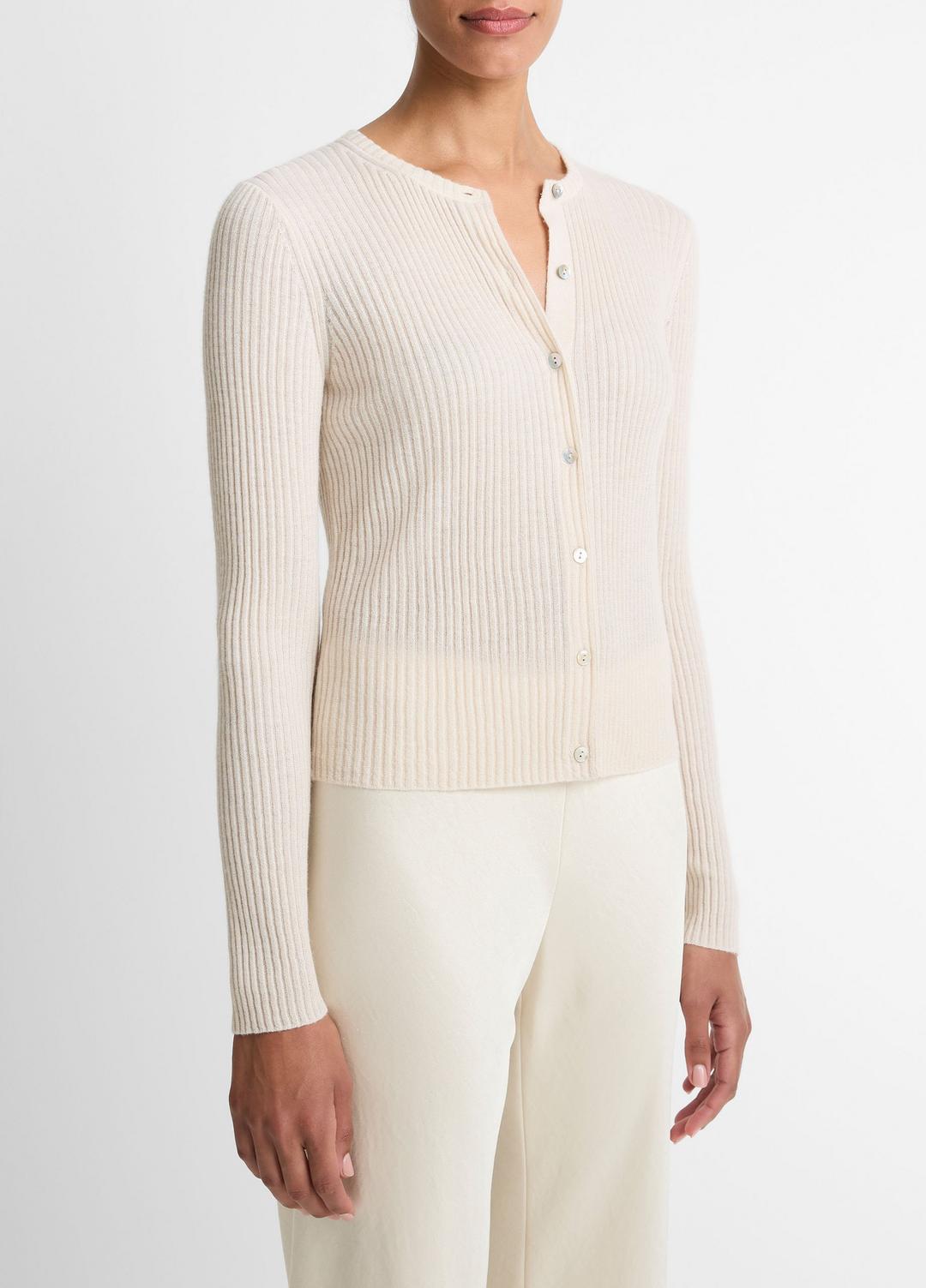 Ribbed Cashmere-Silk Cardigan in Cardigans | VINCE Women