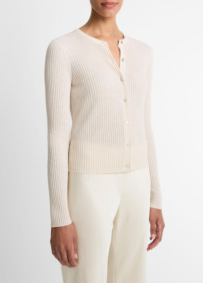 Ribbed Cashmere-Silk Cardigan in Cardigans | VINCE Women