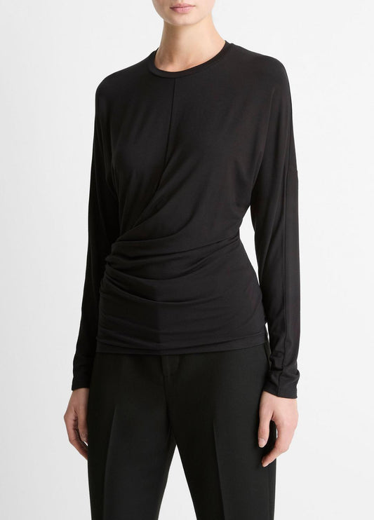 Fixed-Drape Long-Sleeve T-Shirt in Long Sleeve | VINCE Women