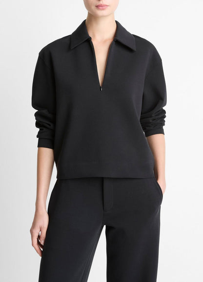Cotton-Blend Half-Zip Pullover in Long Sleeve | VINCE Women