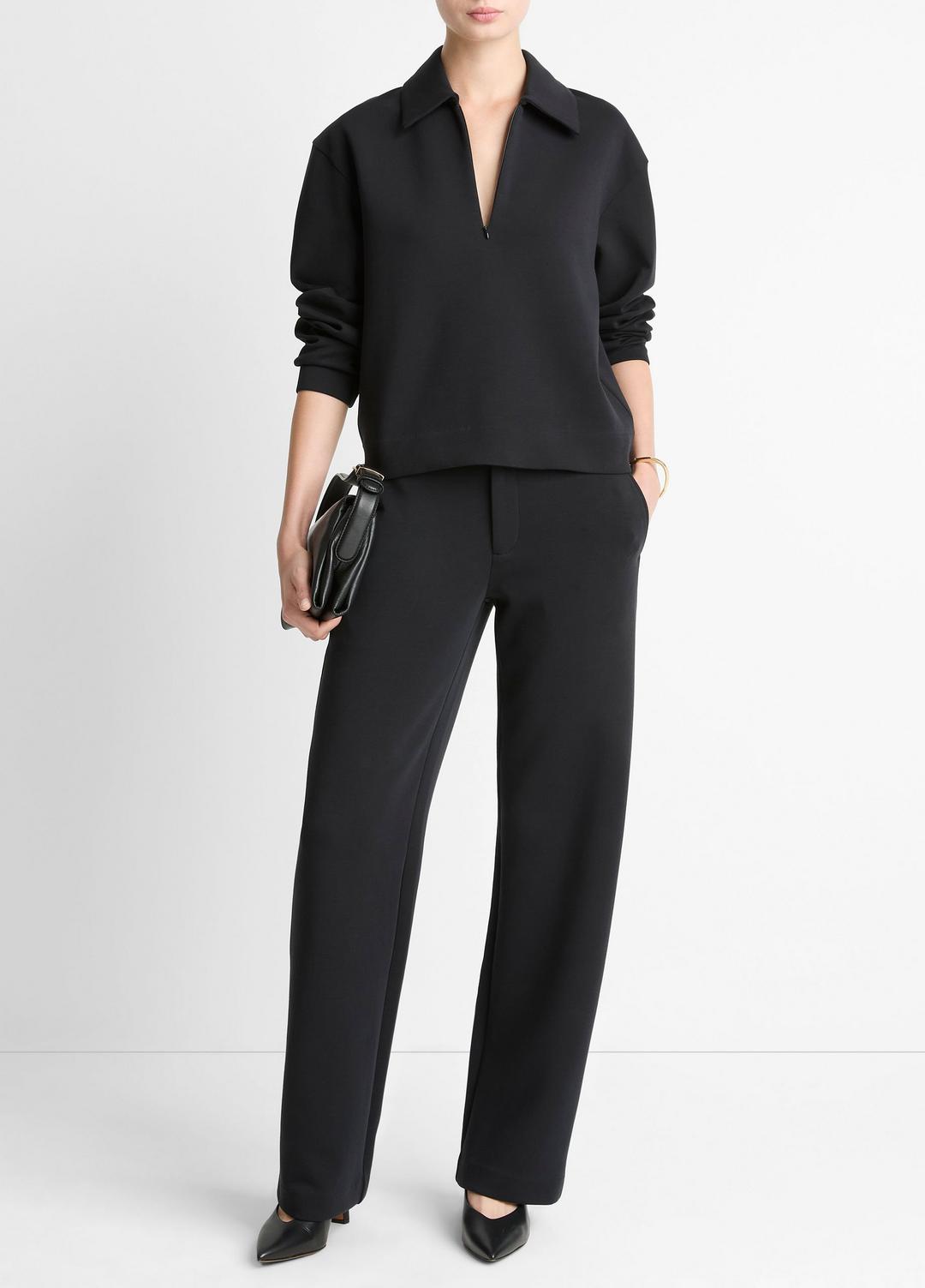 Cotton-Blend Half-Zip Pullover in Long Sleeve | VINCE Women