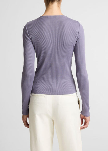 Ribbed Pima Cotton Long-Sleeve T-Shirt in Long Sleeve | VINCE Women