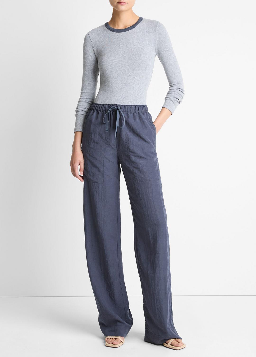 Tipped Heathered Pima Cotton-Blend Long-Sleeve T-Shirt in Long Sleeve | VINCE Women