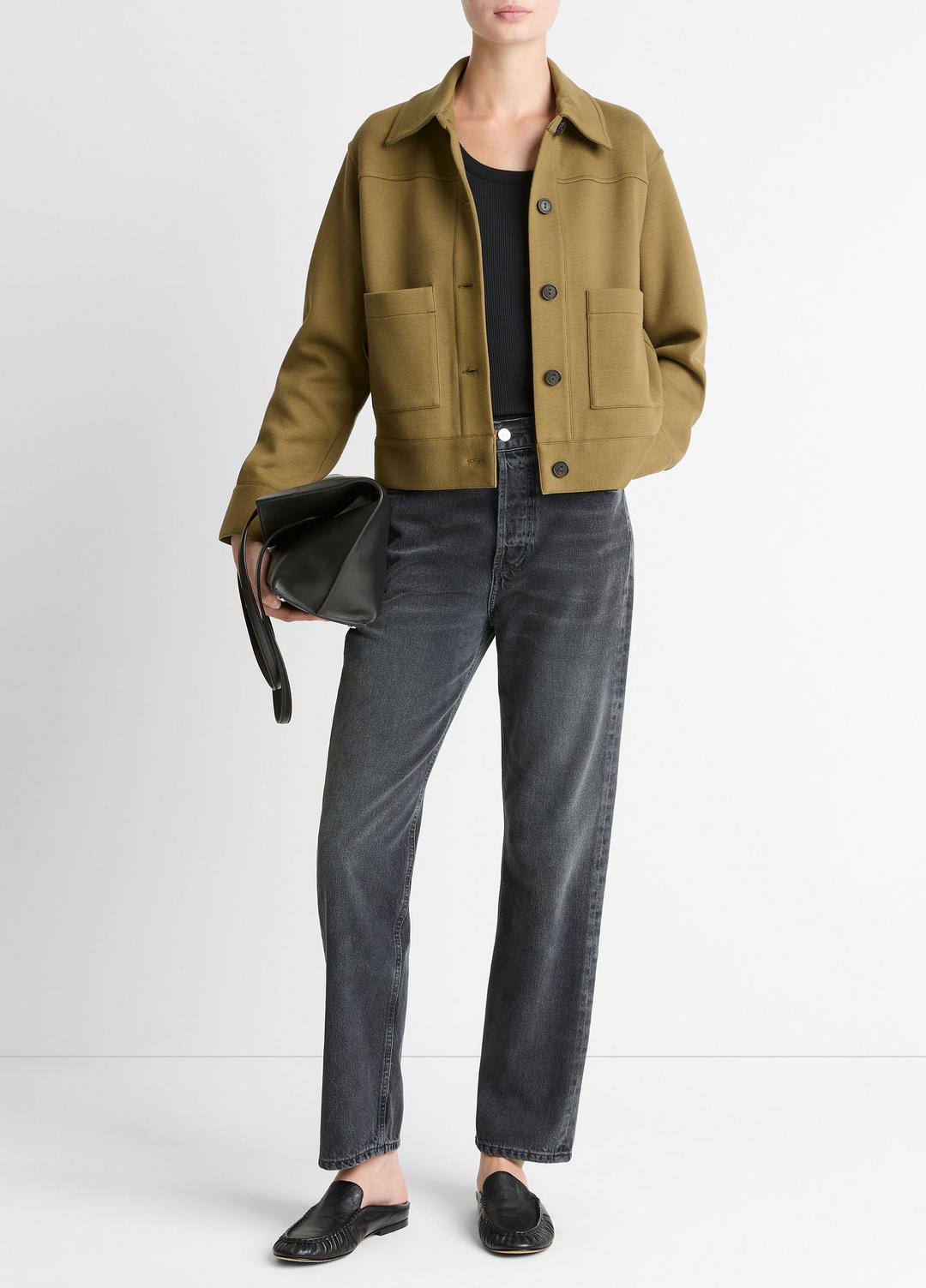 Double-Face Cropped Jacket in Jackets | VINCE Women