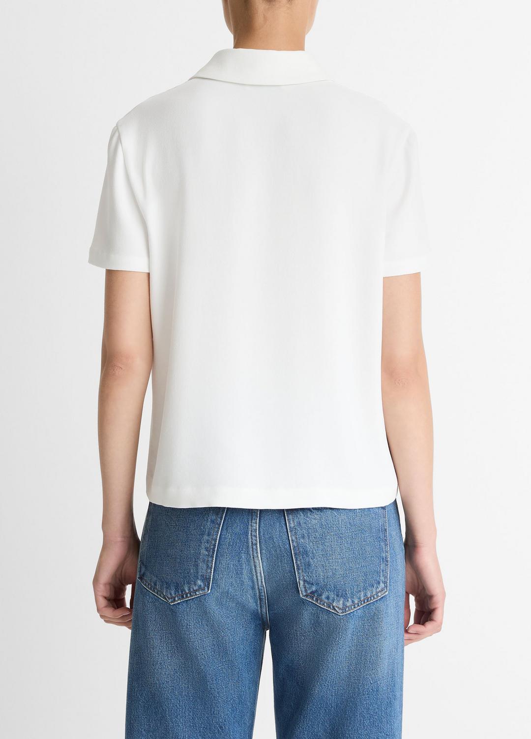 Crepe Polo Shirt in Short Sleeve | VINCE Women