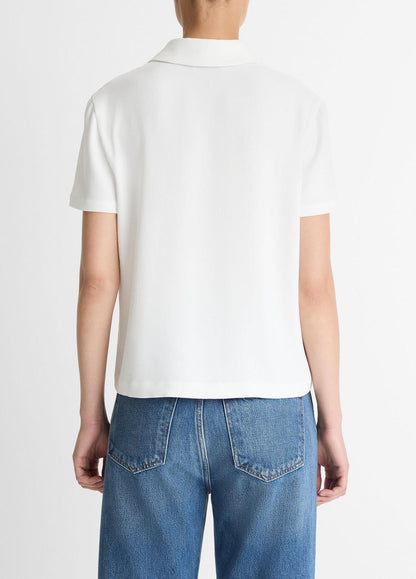 Crepe Polo Shirt in Short Sleeve | VINCE Women