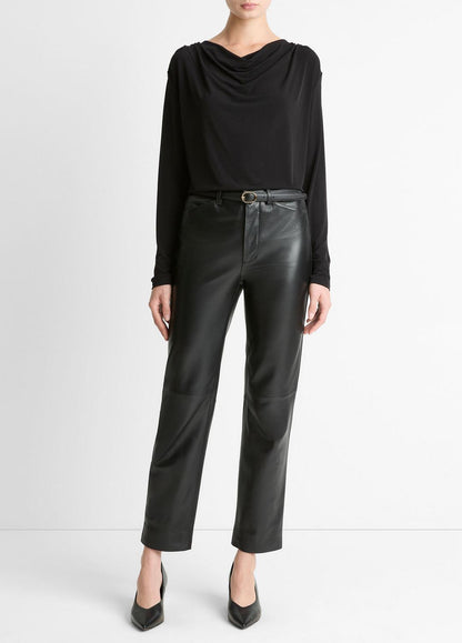 Matte Jersey Cowl-Neck Top in Long Sleeve | VINCE Women