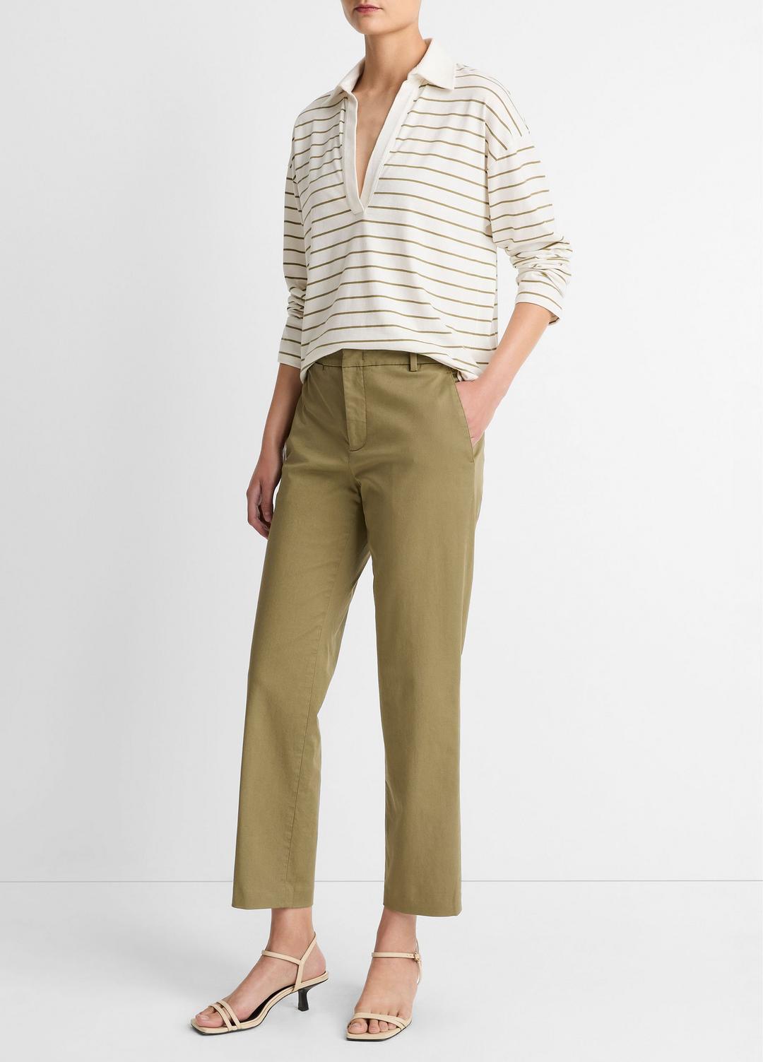 Avery Mid-Rise Italian Stretch-Cotton Chino Pant in Trousers | VINCE Women