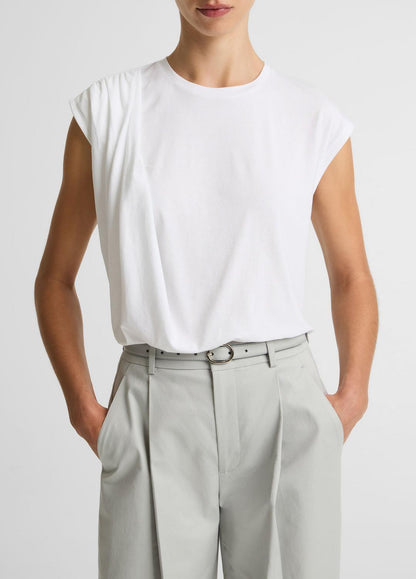 Pima Cotton-Blend Draped Relaxed Top in Tank Tops | VINCE Women