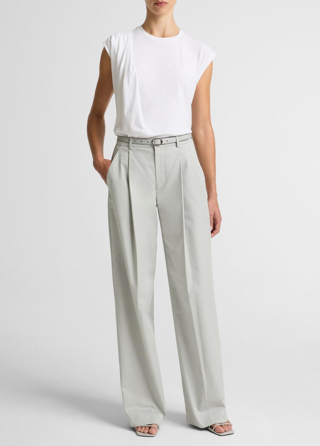 Pima Cotton-Blend Draped Relaxed Top in Tank Tops | VINCE Women