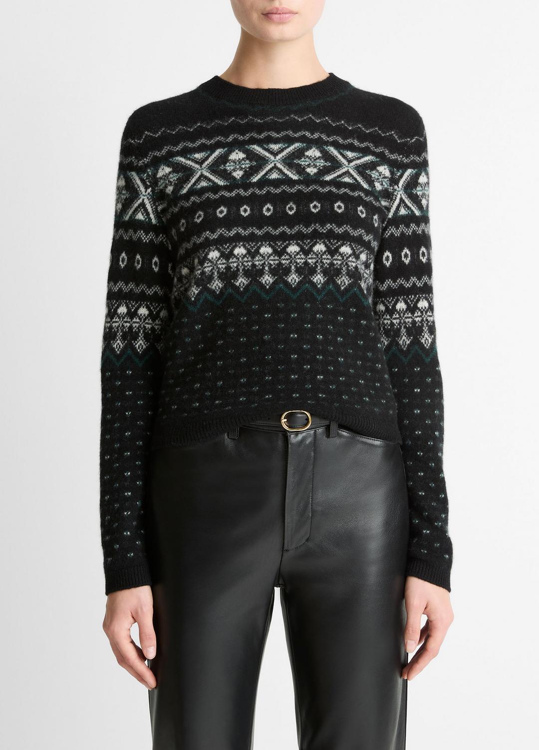 Fair Isle Plush Cashmere Sweater in Crew Neck | VINCE Women