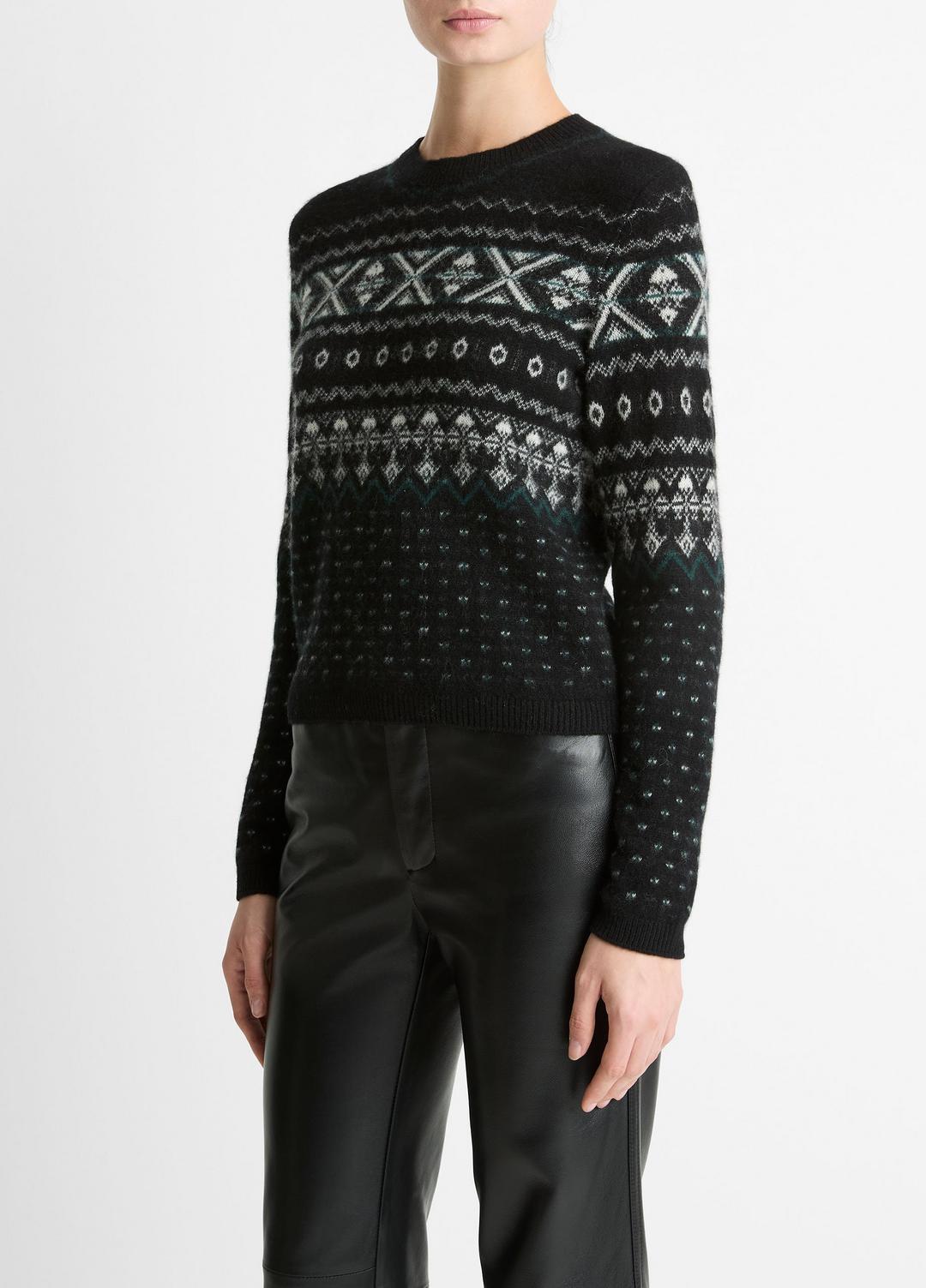 Fair Isle Plush Cashmere Sweater in Crew Neck | VINCE Women