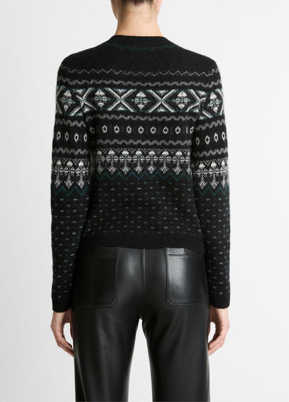 Fair Isle Plush Cashmere Sweater in Crew Neck | VINCE Women