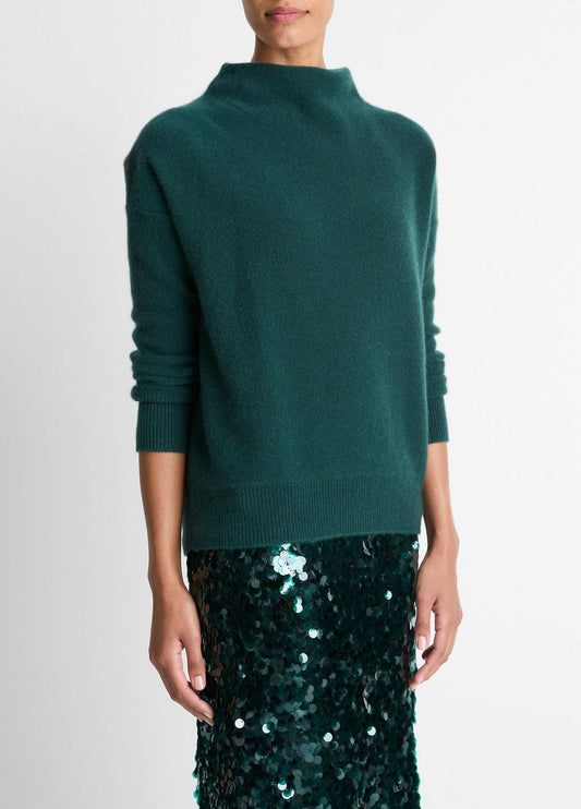 Plush Cashmere Funnel-Neck Sweater in Turtleneck | VINCE Women