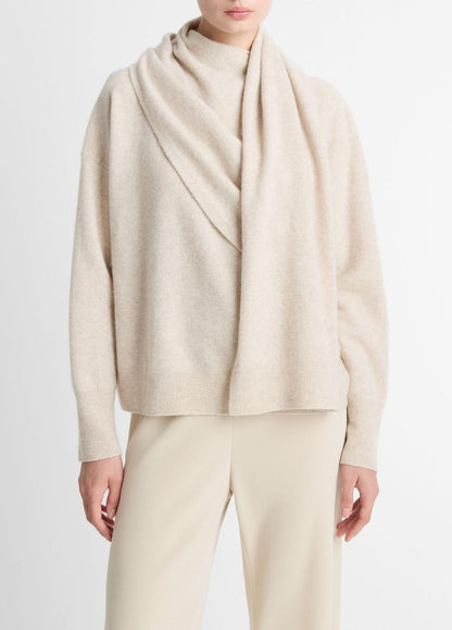 Draped-Shawl Wool-Cashmere Sweater in Turtleneck | VINCE Women