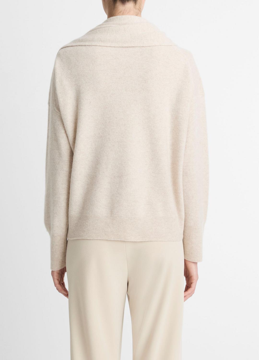 Draped-Shawl Wool-Cashmere Sweater in Turtleneck | VINCE Women