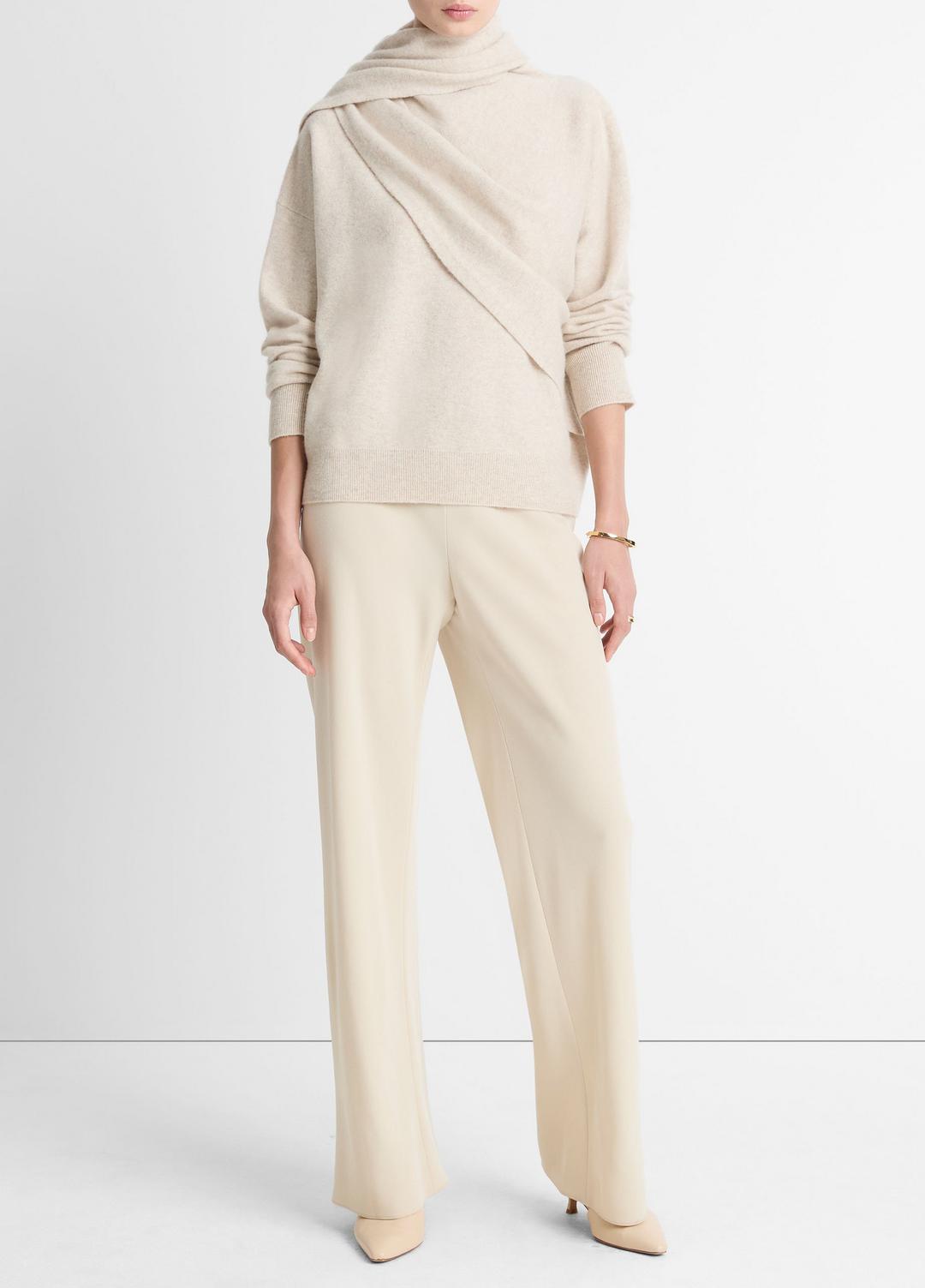 Draped-Shawl Wool-Cashmere Sweater in Turtleneck | VINCE Women