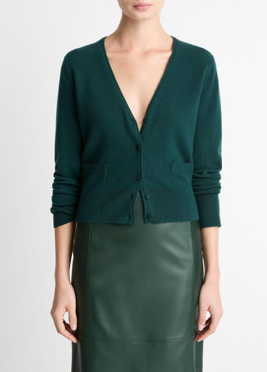 Satin-Trim Wool & Cashmere-Blend Cardigan in Cardigans | VINCE Women