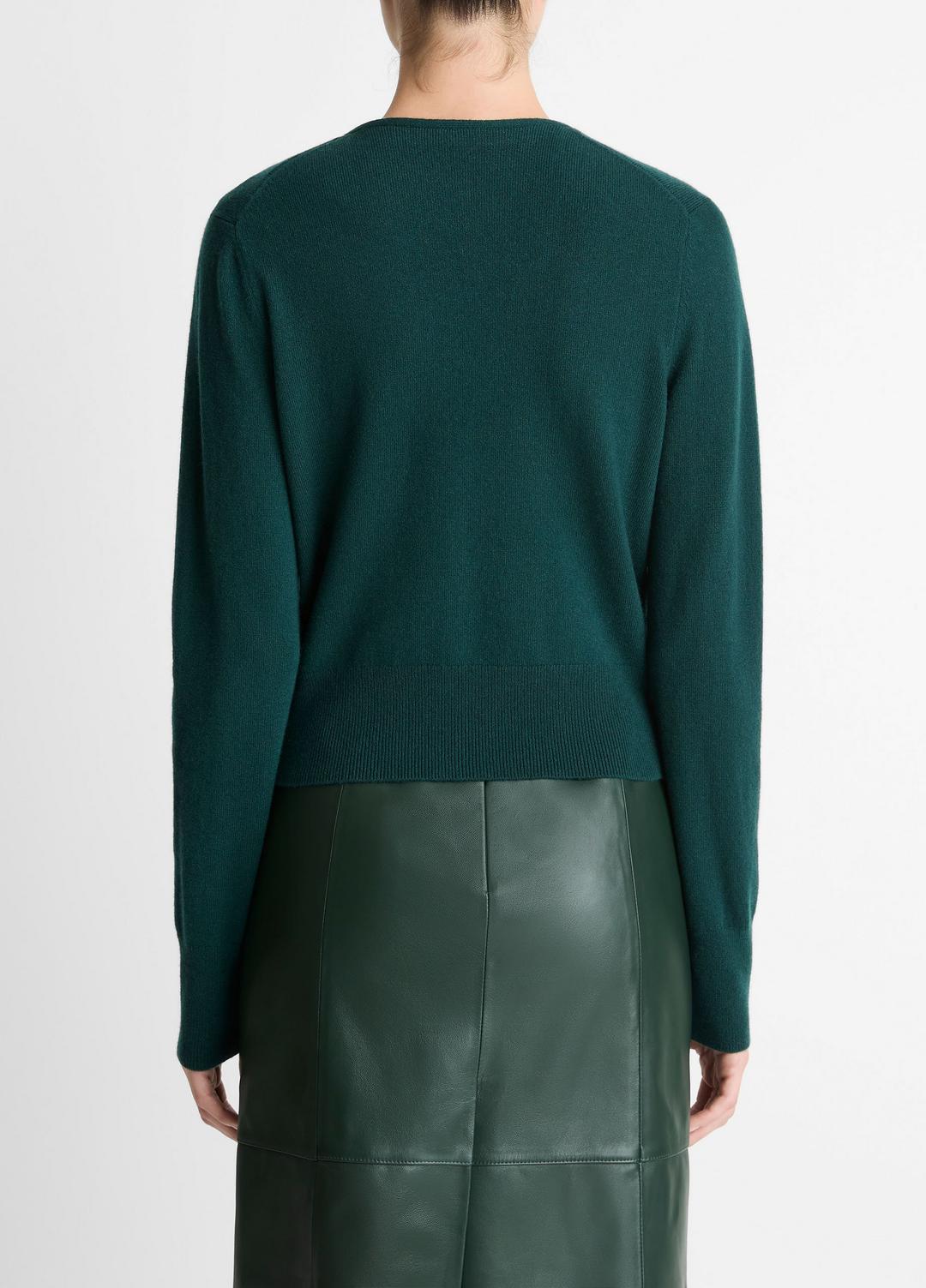 Satin-Trim Wool & Cashmere-Blend Cardigan in Cardigans | VINCE Women