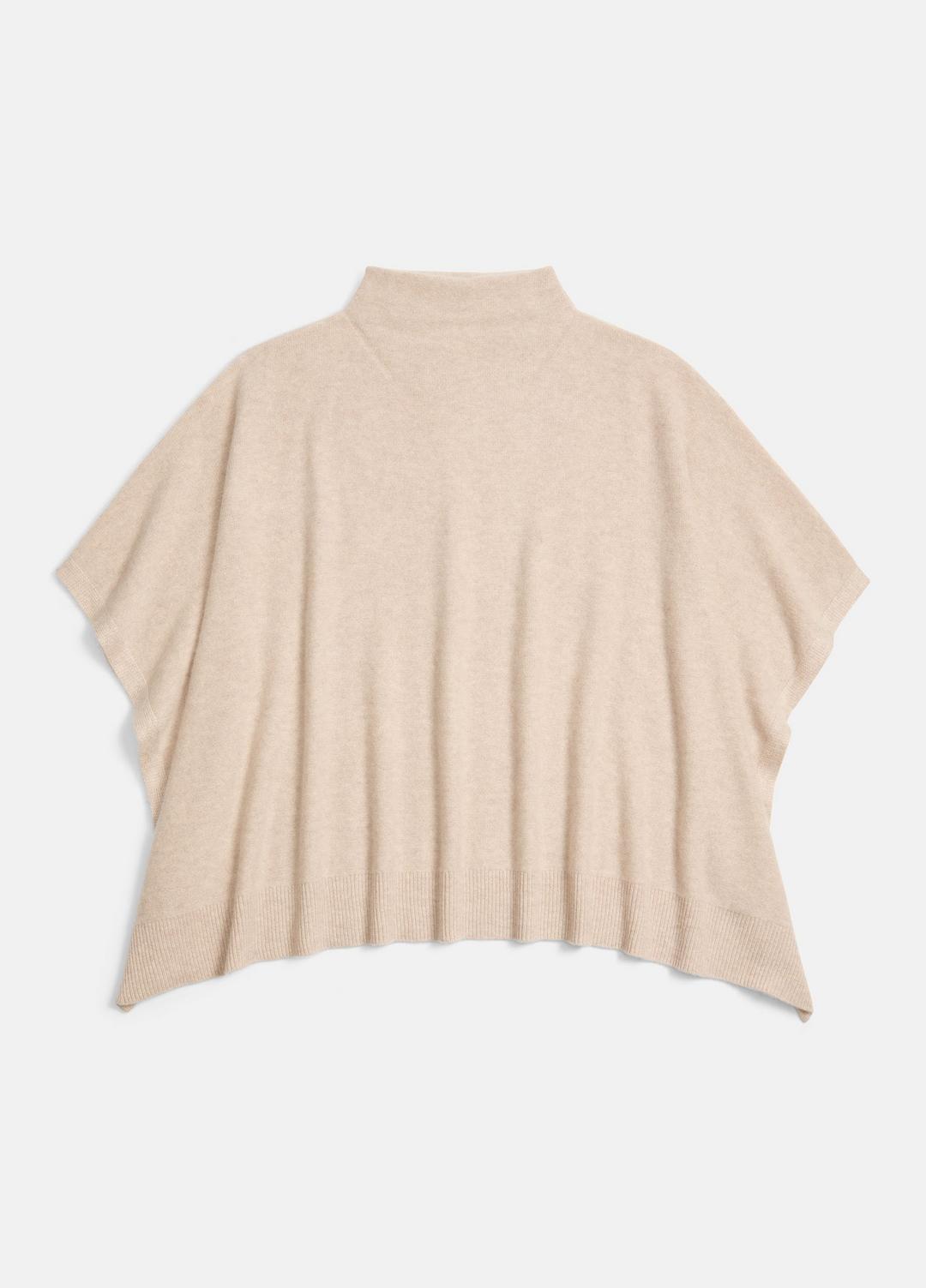 Merino Wool-Cashmere Funnel-Neck Poncho in Accessories | VINCE Women