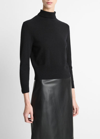 Cashmere-Silk Three-Quarter-Sleeve Mock-Neck Sweater in Turtleneck | VINCE Women