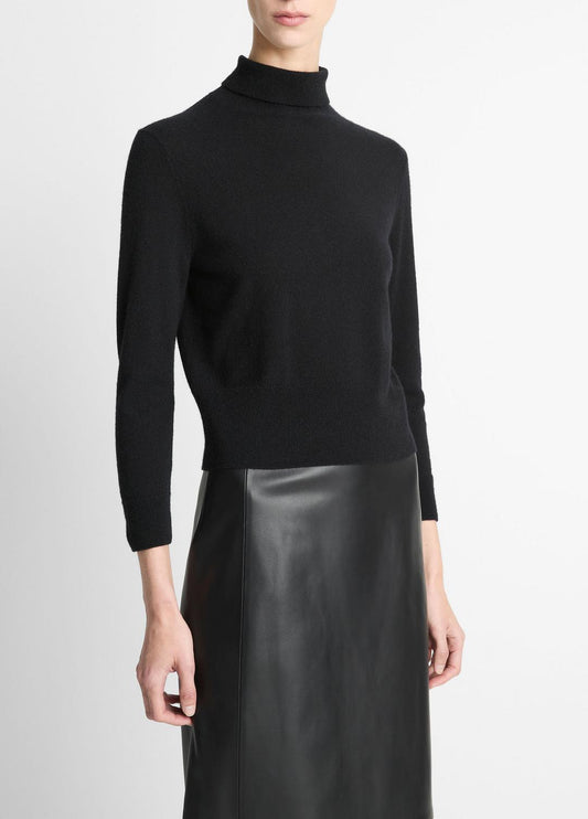 Cashmere-Silk Three-Quarter-Sleeve Mock-Neck Sweater in Turtleneck | VINCE Women
