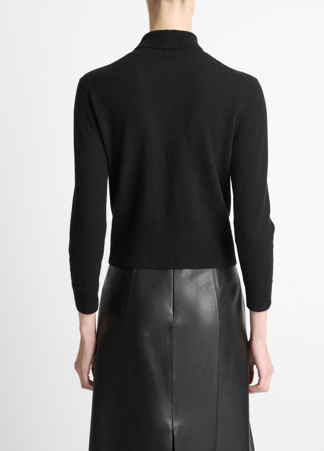 Cashmere-Silk Three-Quarter-Sleeve Mock-Neck Sweater in Turtleneck | VINCE Women