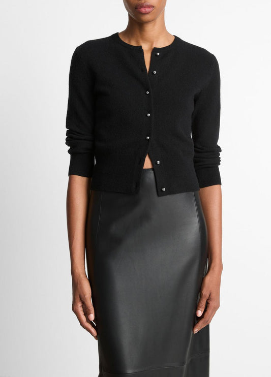 Metal-Button Wool & Cashmere-Blend Cardigan in Cardigans | VINCE Women