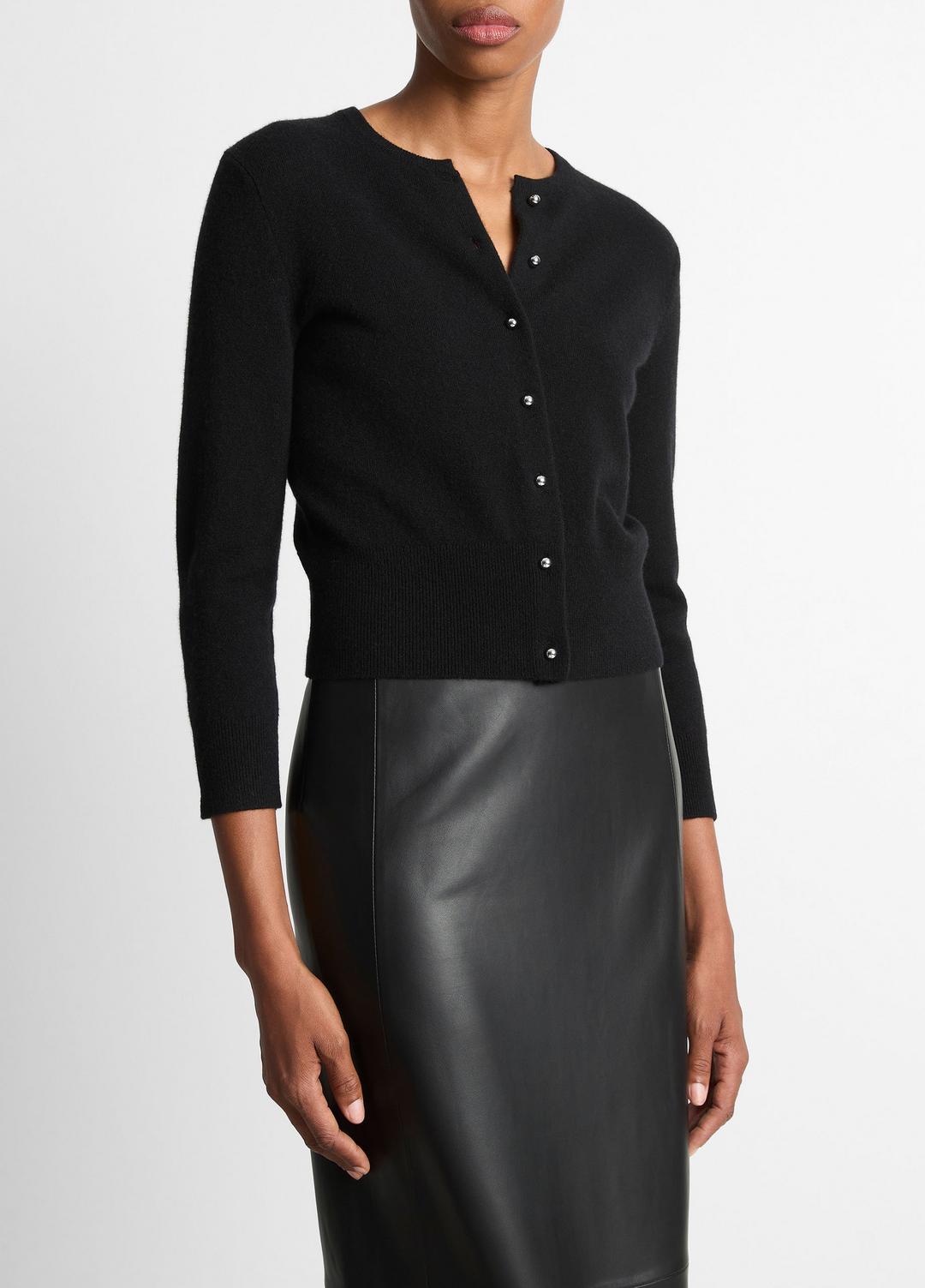 Metal-Button Wool & Cashmere-Blend Cardigan in Cardigans | VINCE Women
