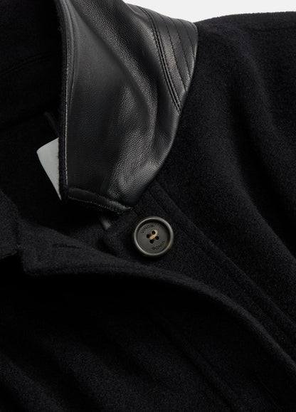 Leather-Trim Wool Cape in Accessories | VINCE Women