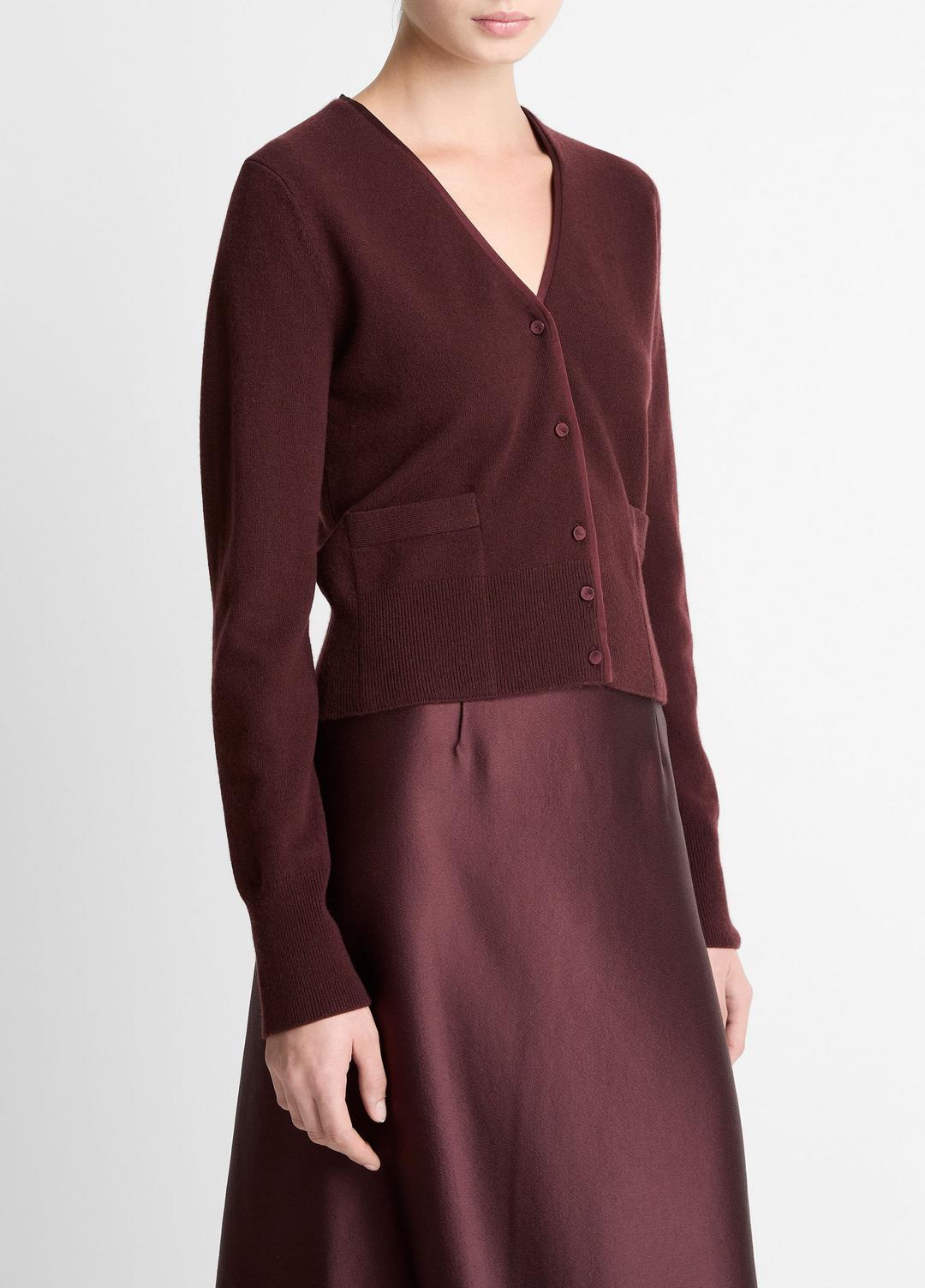 Satin-Trim Wool & Cashmere-Blend Cardigan in Cardigans | VINCE Women