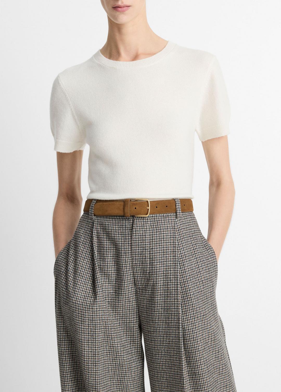 Wool & Cashmere-Blend Short-Sleeve Sweater in Crew Neck | VINCE Women