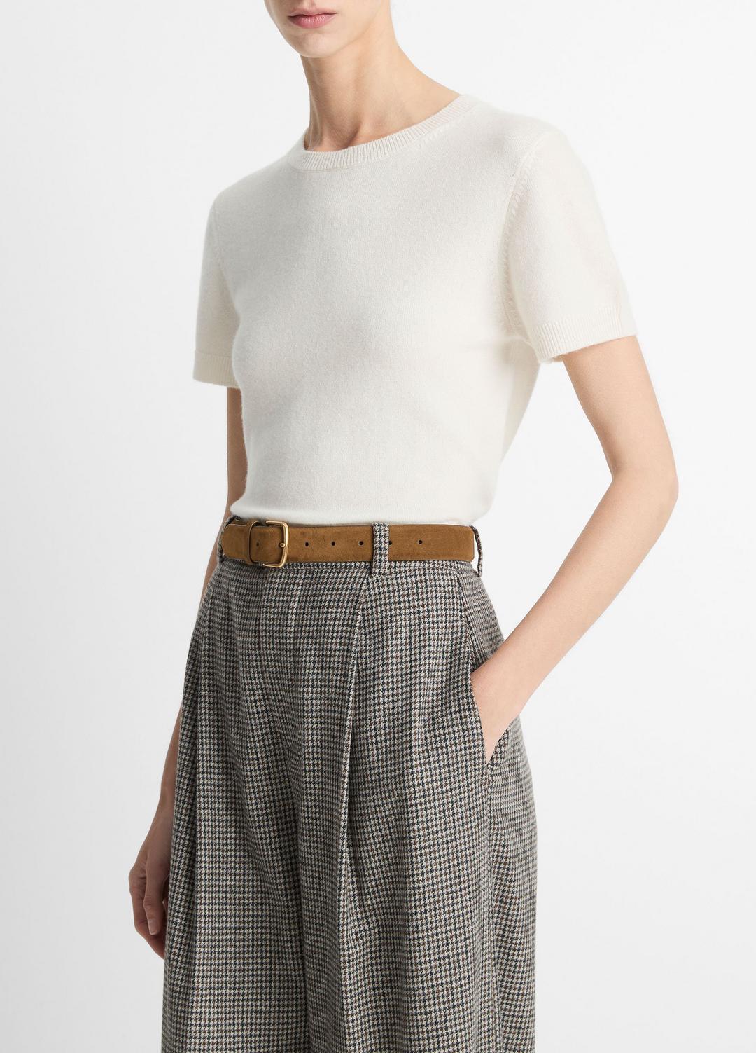 Wool & Cashmere-Blend Short-Sleeve Sweater in Crew Neck | VINCE Women