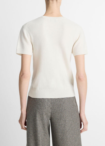 Wool & Cashmere-Blend Short-Sleeve Sweater in Crew Neck | VINCE Women