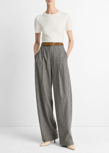 Wool & Cashmere-Blend Short-Sleeve Sweater in Crew Neck | VINCE Women