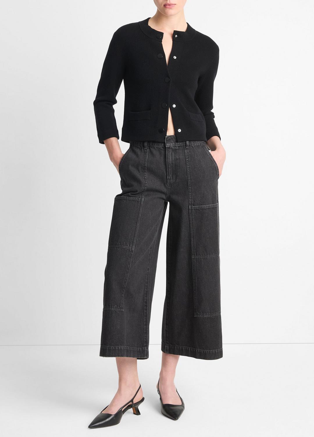 Wool-Blend Shrunken Snap Cardigan in Cardigans | VINCE Women