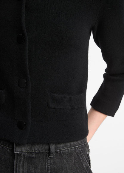 Wool-Blend Shrunken Snap Cardigan in Cardigans | VINCE Women