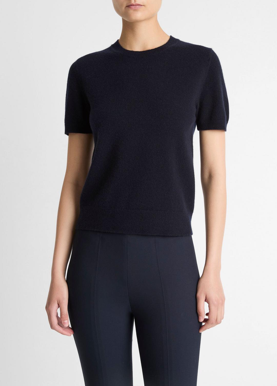 Wool & Cashmere-Blend Short-Sleeve Sweater in Crew Neck | VINCE Women
