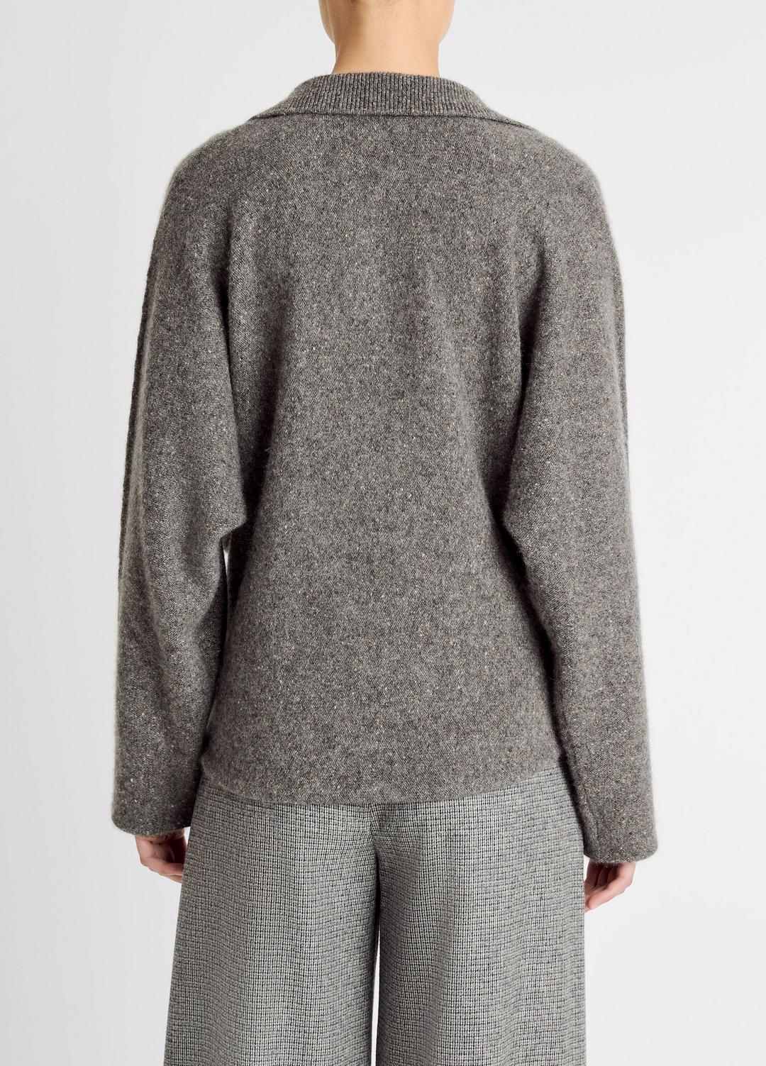 Donegal Plush Cashmere Dolman-Sleeve Polo Sweater in Cashmere | VINCE Women