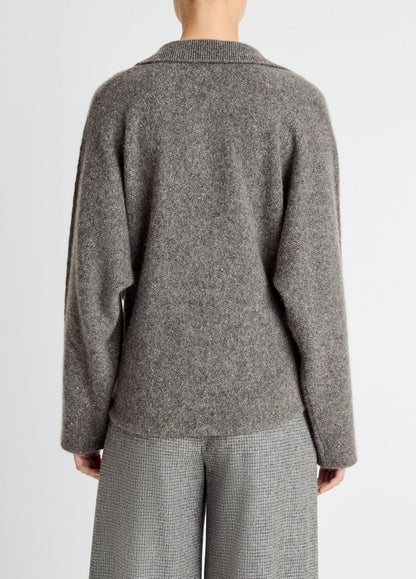 Donegal Plush Cashmere Dolman-Sleeve Polo Sweater in Cashmere | VINCE Women