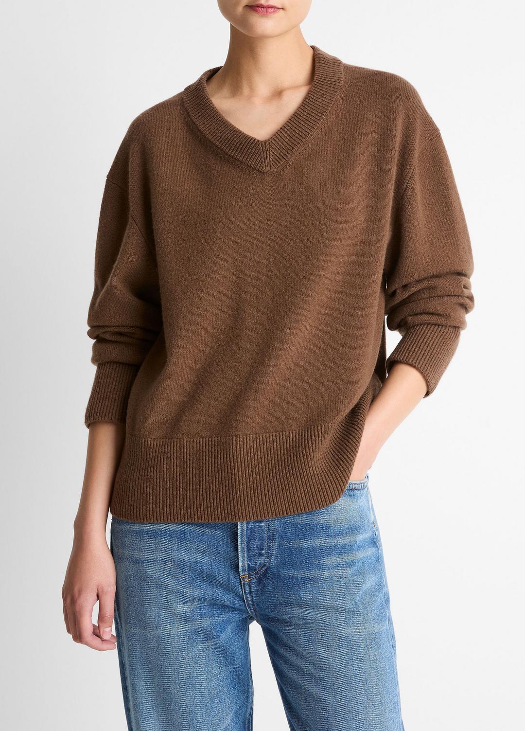 Wool-Cashmere V-Neck Sweater in V-Neck | VINCE Women