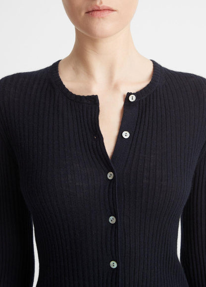 Ribbed Cashmere-Silk Cardigan in Cardigans | VINCE Women