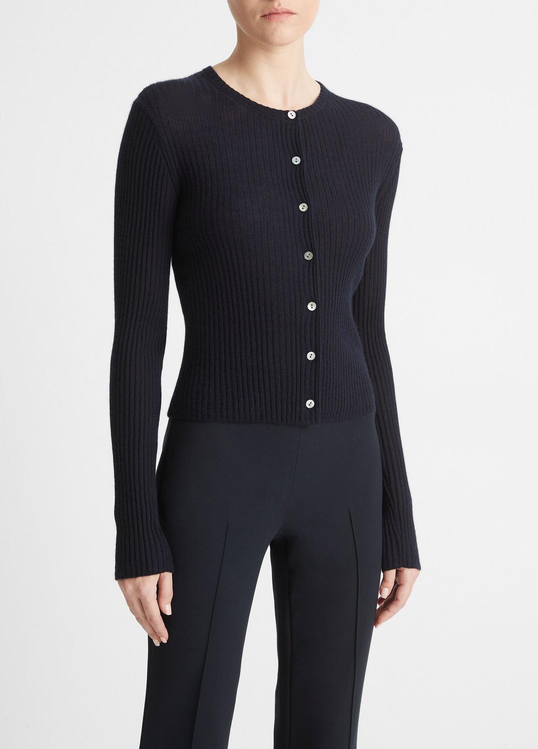 Ribbed Cashmere-Silk Cardigan in Cardigans | VINCE Women