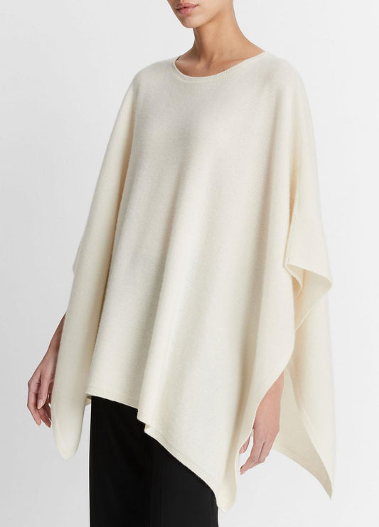 Reverse-Jersey Cashmere Boat-Neck Poncho in Sweaters | VINCE Women